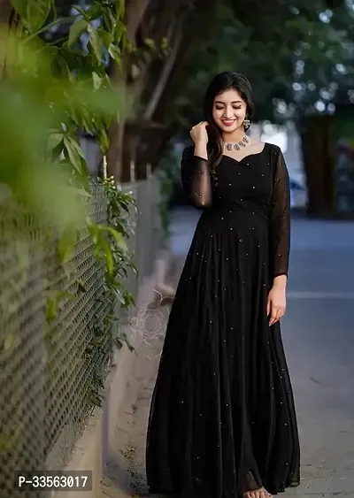 Trendy Black Bollywood Georgette Gown For Women-thumb4