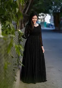 Trendy Black Bollywood Georgette Gown For Women-thumb1