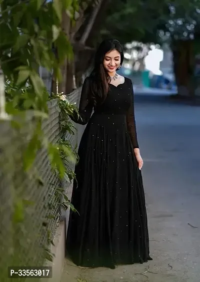 Trendy Black Bollywood Georgette Gown For Women-thumb2