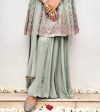 Stylish Grey Georgette Embroidered Kurta, Bottom and Dupatta Set For Women-thumb2