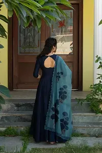 Trendy Blue Taffeta Silk Gown With Dupatta For Women-thumb2