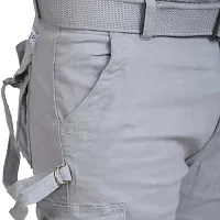 Men's Grey Cotton Solid Regular Fit Cargo-thumb3