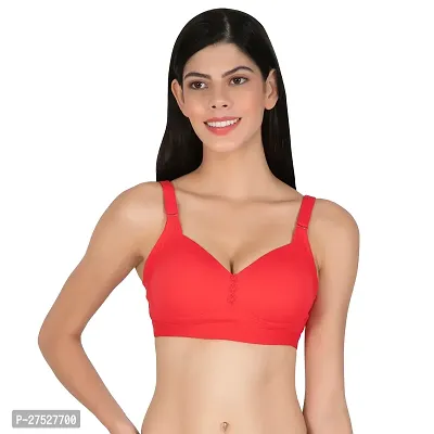 Stylish Red Cotton Solid Minimizer Bras For Women