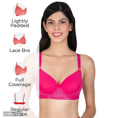 Stylish Pink Nylon Solid Minimizer Bras For Women-thumb2