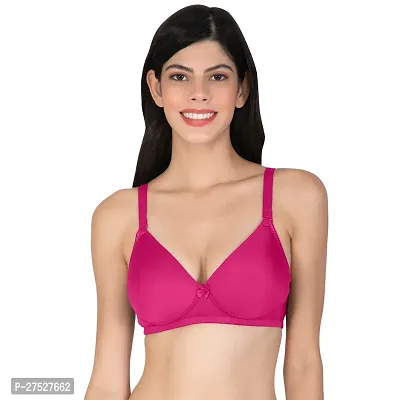 Stylish Pink Cotton Solid Minimizer Bras For Women