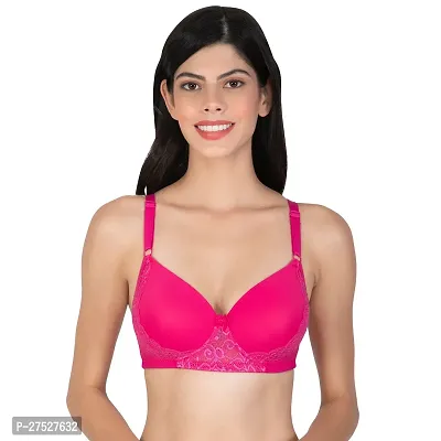 Stylish Pink Nylon Solid Minimizer Bras For Women