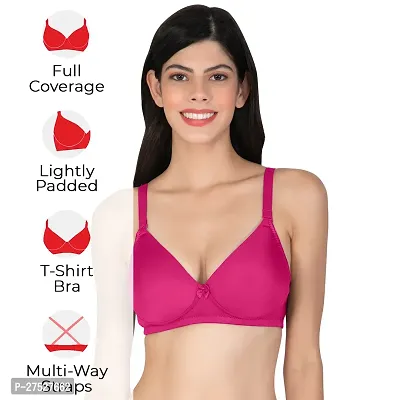 Stylish Pink Cotton Solid Minimizer Bras For Women-thumb2