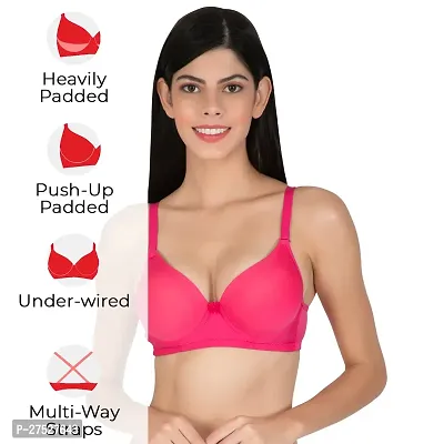 Stylish Pink Nylon Solid Minimizer Bras For Women-thumb2