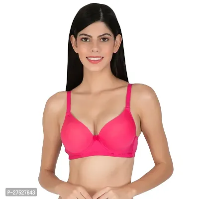 Stylish Pink Nylon Solid Minimizer Bras For Women