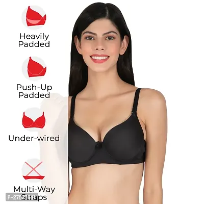 Stylish Black Nylon Solid Minimizer Bras For Women-thumb2