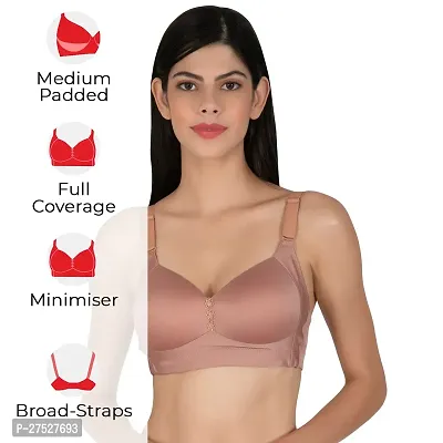 Stylish Beige Cotton Solid Minimizer Bras For Women-thumb2