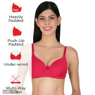 Stylish Pink Nylon Solid Minimizer Bras For Women-thumb2