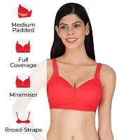 Stylish Red Cotton Solid Minimizer Bras For Women-thumb1