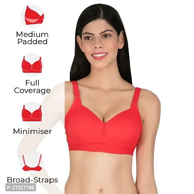 Stylish Red Cotton Solid Minimizer Bras For Women-thumb2