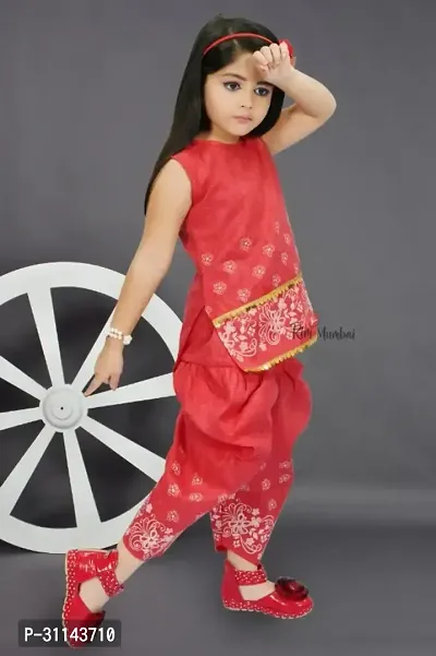 Stylish Red Cotton Blend Dresses For Girls-thumb0