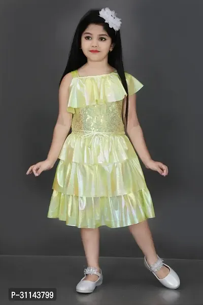 Stylish Yellow Georgette Dresses For Girls-thumb0