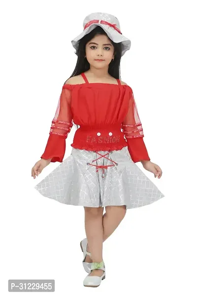 Stylish Red Georgette Dresses For Girls-thumb0