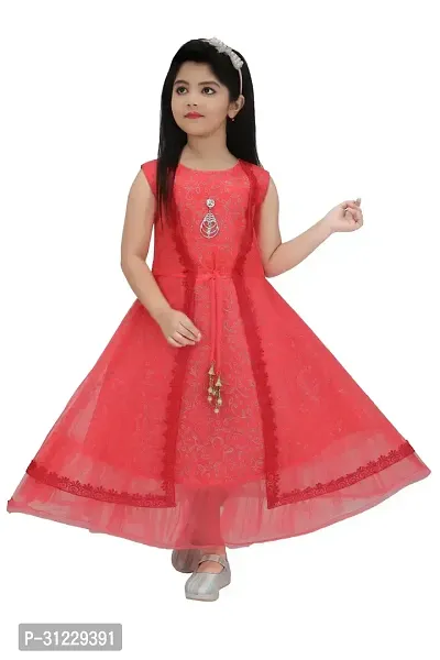 Stylish Red Net Dresses For Girls-thumb0