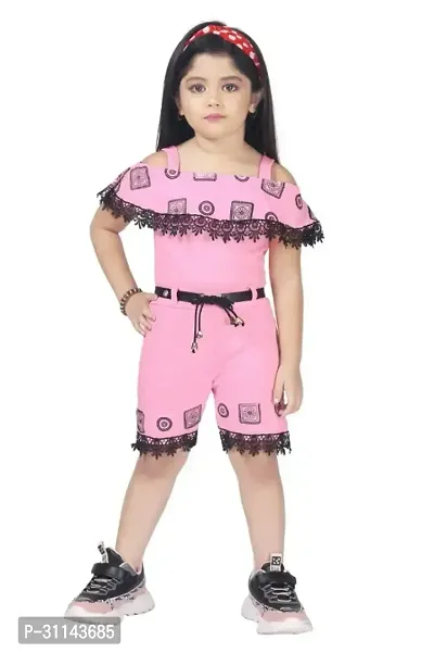 Stylish Pink Cotton Blend Dresses For Girls