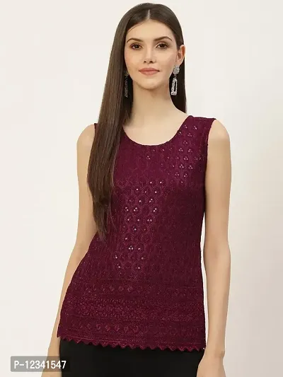 Rayon Embroidered Tops Sequins Party Wear Tunic-thumb0