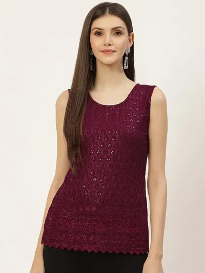 Rayon Embroidered Tops Sequins Party Wear Tunic