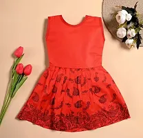 Designer Red Cotton Blend Printed Frocks Dresses For Girls-thumb1