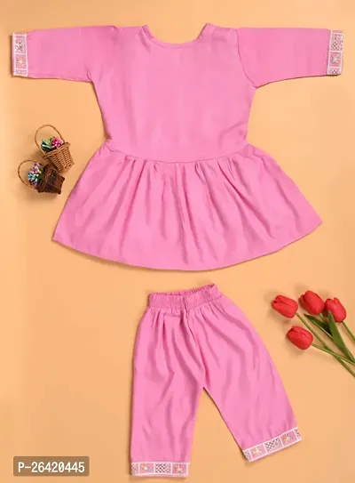 Fabulous Pink Cotton Blend Embroidered Clothing Set For Girls-thumb3