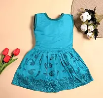 Designer Blue Cotton Blend Printed Frocks Dresses For Girls-thumb1