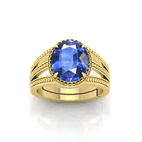 3.25 Ratti to 15.25 Ratti Blue Sapphire (Neelam) Gold Plated Adjustable Ring Size Standards for Men and Women  Girl  Boy Premium A1+++ Quality-thumb1