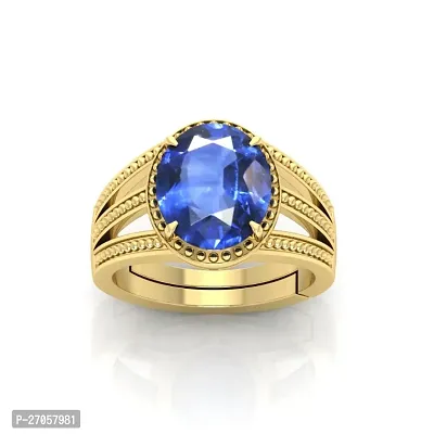 3.25 Ratti to 15.25 Ratti Blue Sapphire (Neelam) Gold Plated Adjustable Ring Size Standards for Men and Women  Girl  Boy Premium A1+++ Quality-thumb2