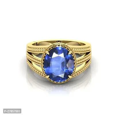 3.25 Ratti to 15.25 Ratti Blue Sapphire (Neelam) Gold Plated Adjustable Ring Size Standards for Men and Women  Girl  Boy Premium A1+++ Quality-thumb3