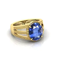 3.25 Ratti to 15.25 Ratti Blue Sapphire (Neelam) Gold Plated Adjustable Ring Size Standards for Men and Women  Girl  Boy Premium A1+++ Quality-thumb3