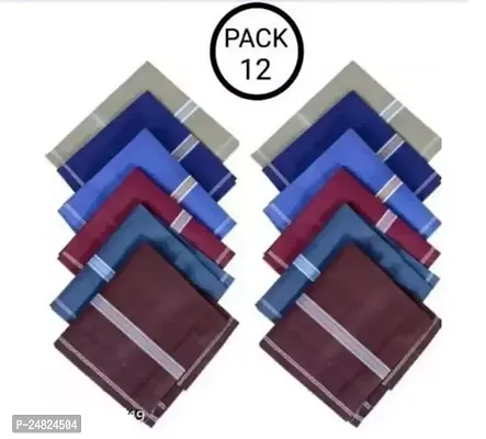 Stylish Cotton Hanky Handkerchiefs Pack Of 12-thumb0