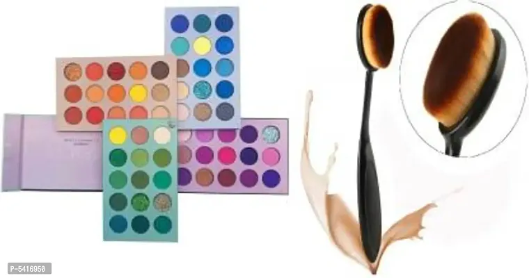 Eyeshadow Palette 60 Colors Mattes And Shimmers High Pigmented Color Board Palette Long Lasting Makeup Palette With Oval Makeup Brushes  (2 Items In The Set)