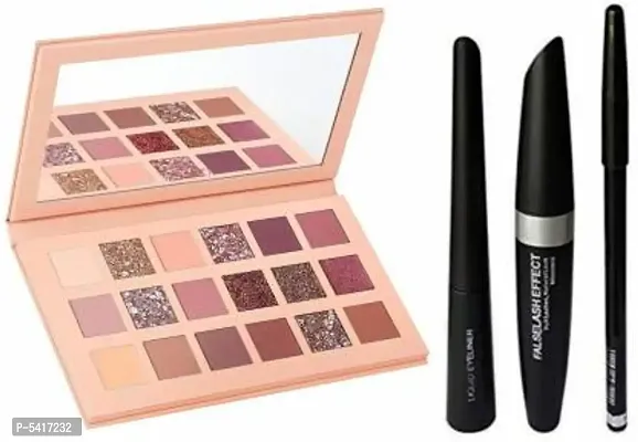 Eyeshadow Palette(Multicolor) + 3 In 1 Kit (Mascara,Eyeliner,Eyebrow Pencils) (4 Items In The Set)