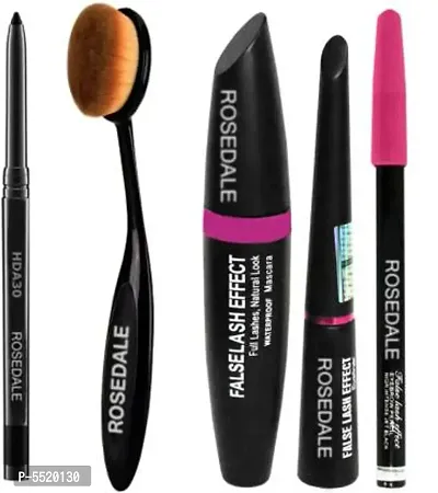 Makeup Kajal  Professional Oval Makeup Foundation  Concealer Brush  3In1 Eyeliner , Mascara , Eyebrow Pencil&nbsp;&nbsp;(5 Items In The Set)