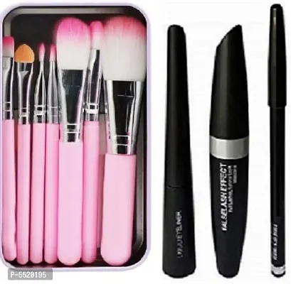 Eyebrow Black Pencil With Mascara  Liquid Eyeliner (Set Of 3) And H. Kitty Makeup Brushes Set Of 7&nbsp;&nbsp;(2 Items In The Set)