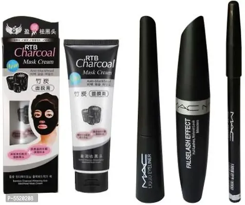 Combo 3 In 1, Eyeliner, Mascara, Eyebrow Pencil, and Charcoal Mask 120 gmandnbsp;andnbsp;(4 Items In The Set)-thumb0