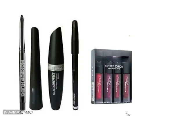 Huda Lipstick  Mac Liquid Eye Liner  Mac Mascara  Eyebrow Pencil&nbsp;&nbsp;(Set Of 5)