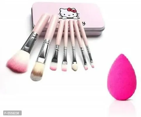 Hello Kitty Brush Pink With Makeup Blender (Pack Of 8 Items)-thumb0