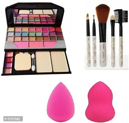 Professional Make Up 5Pcs Brushes Set And 2 Pcs Blender Puff With Makeup Kit Eyeshadow