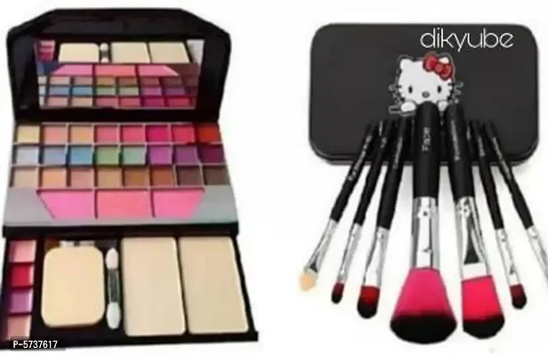 Makeup Kit With 7Pc Makeup Brush Set (Pack Of 2 Item)