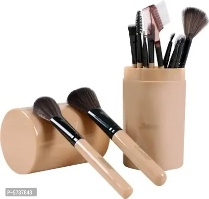 Premium Makeup Brush Set With Storage Box&nbsp;(Colors May Very)(Pack Of 12)