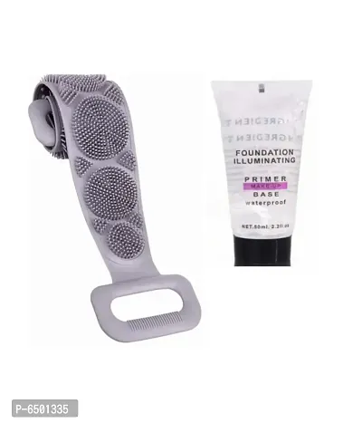 Mavles Beauty Combo Of Silicone Body Back Scrubber Belt With 1 Piece Face Makeup Tube Primer Gel-thumb0
