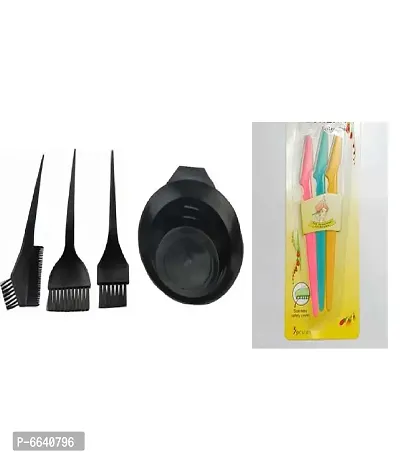 nbsp;Hair Coloring Dyeing Kit Color Dye Brush Comb Mixing Bowl Tint Tool Bleach With 3  Pieces Tinkle Razor-thumb0