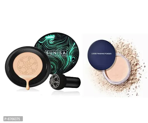 Mavles Beauty Combo of Sunisa foundation waterproof CC cream Foundation Beige 30 g with 1pc Face Makeup Loose Powder-thumb0