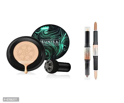 Mavles Beauty Combo of Sunisa foundation waterproof CC cream Foundation Beige 30 g with 1Pc Contour highlighter stick-thumb0