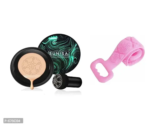 Mavles Beauty Combo of Sunisa foundation waterproof CC cream Foundation Beige 30 g with 1Pc Silicon Body Scrubber Belt