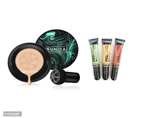 Mavles Beauty Combo of Sunisa foundation waterproof CC cream Foundation Beige 30 g with 3pc Multicolor Face Concealer-thumb0