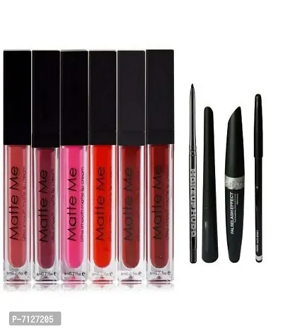 Essential Matte Me Liquid Beauty Ultimate Lipstick Set Of 6Pcnbsp;nbsp;36 Ml With Eye Liner eyebrow Pencil  Mascara